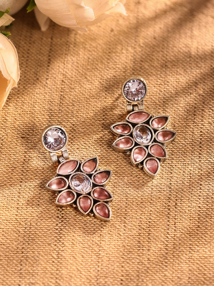 Priyaasi Silver Plated Crystal Drop Earrings