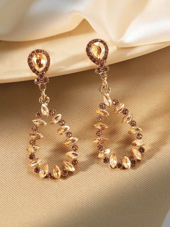 Priyaasi Gold Plated Crystal Drop Earrings