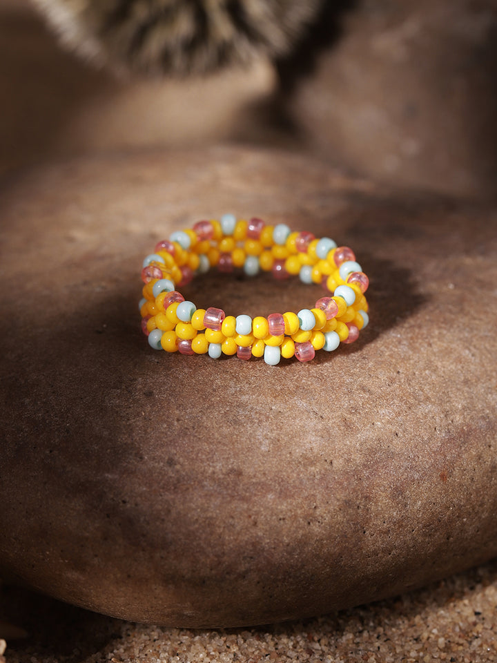 Priyaasi Yellow Beaded Ring