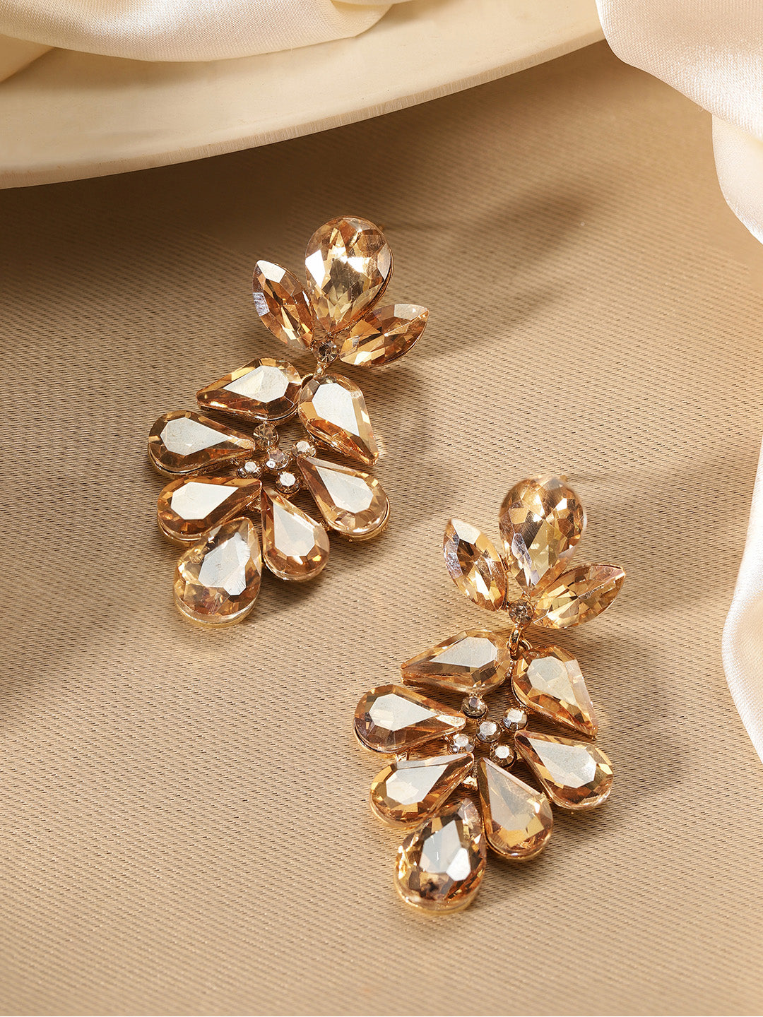 Priyaasi Gold Plated Crystal Drop Earrings