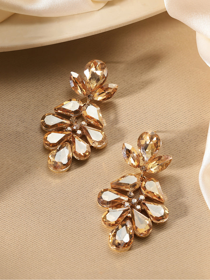 Priyaasi Gold Plated Crystal Drop Earrings
