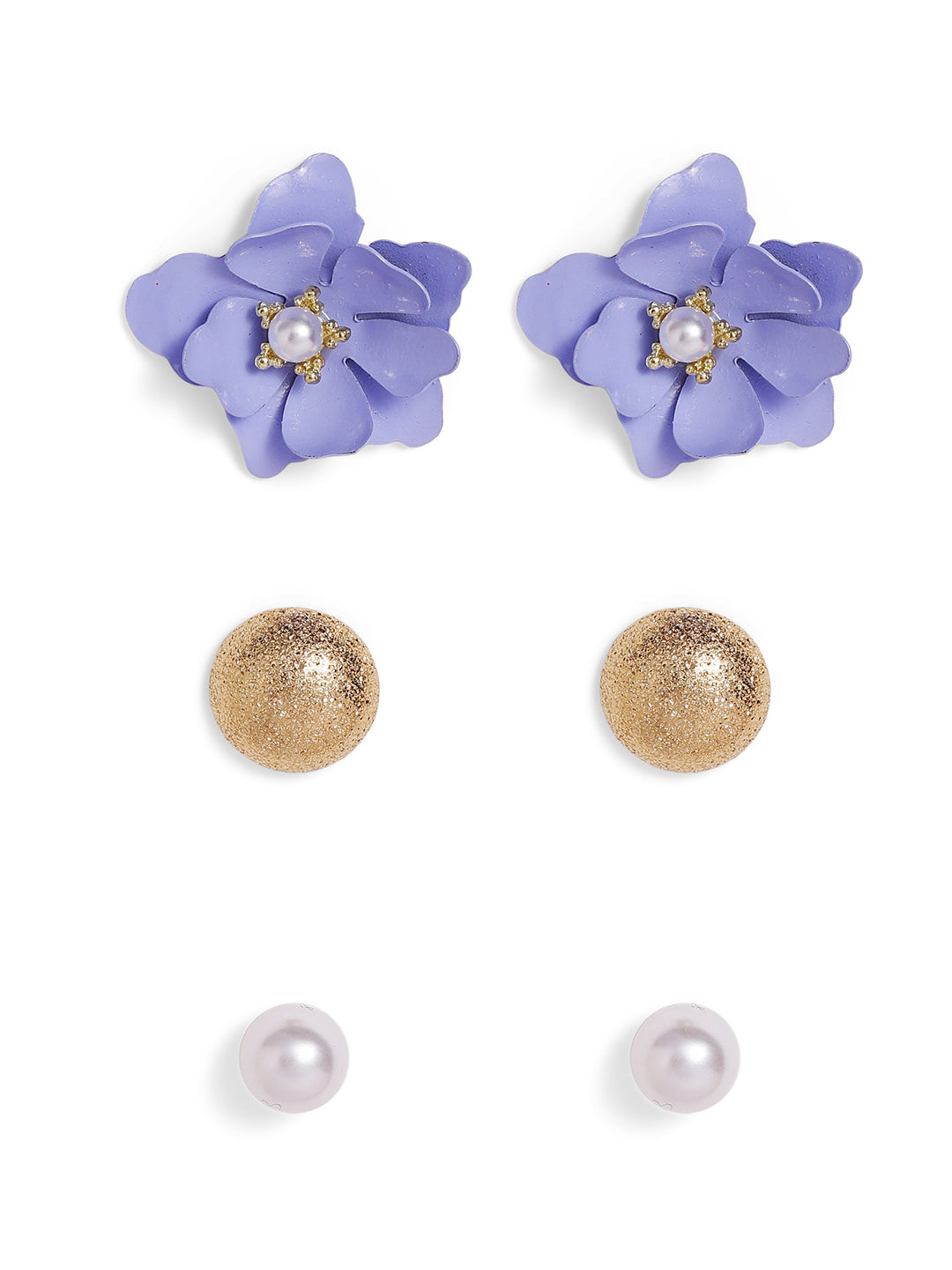 Priyaasi Gold Plated Brass Solid Stud Earrings