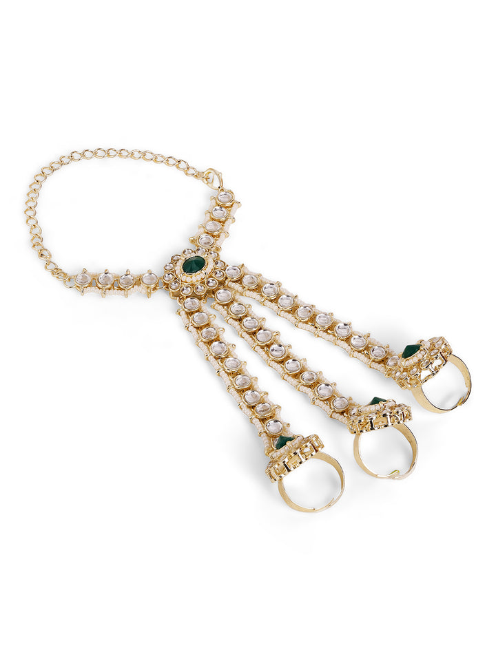Priyaasi Gold Plated Kundan Hathphool