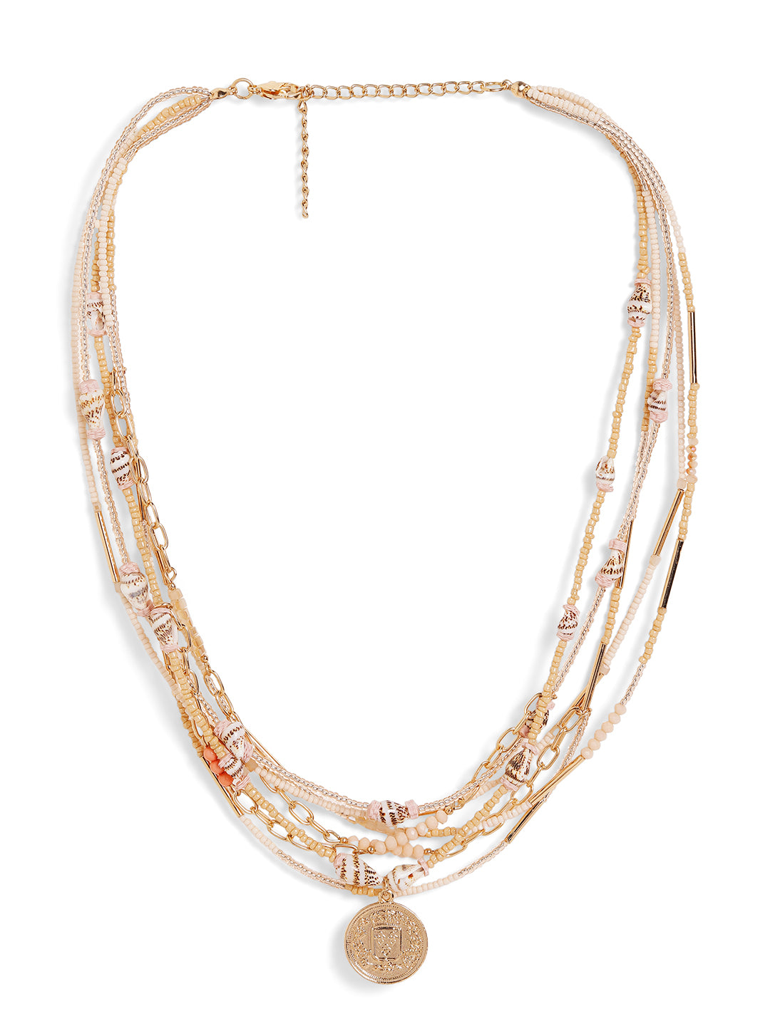 Priyaasi gold plated multi colored multi layer beaded necklace