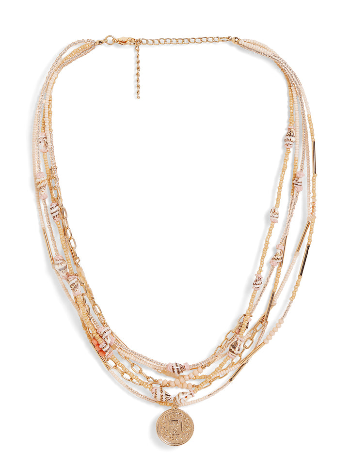 Priyaasi gold plated multi colored multi layer beaded necklace