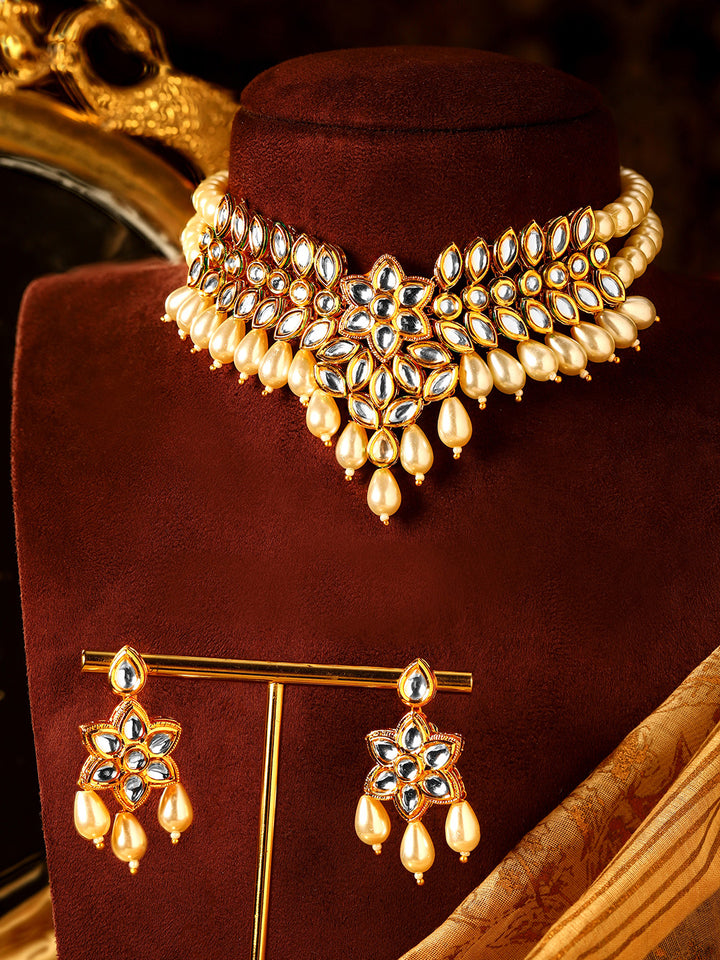 Priyaasi Gold Plated Kundan Drop Jewellery Set