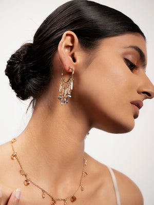 Priyaasi Gold Plated Beaded Drop Earrings