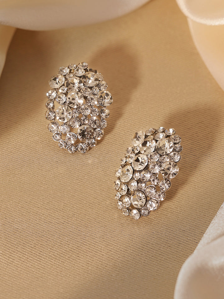 Priyaasi Silver Plated Crystal Stud Earrings
