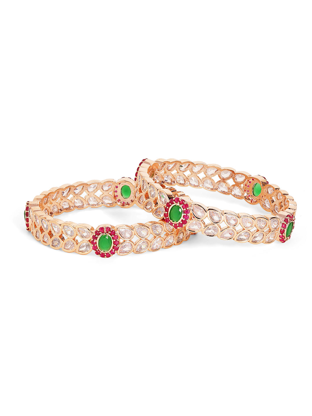 Priyaasi Gold Plated Multi-Color Emarld Bangles