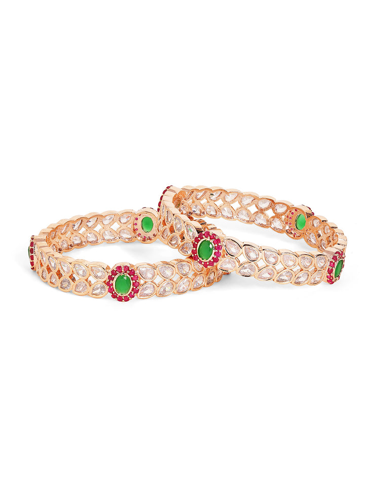 Priyaasi Gold Plated Multi-Color Emarld Bangles