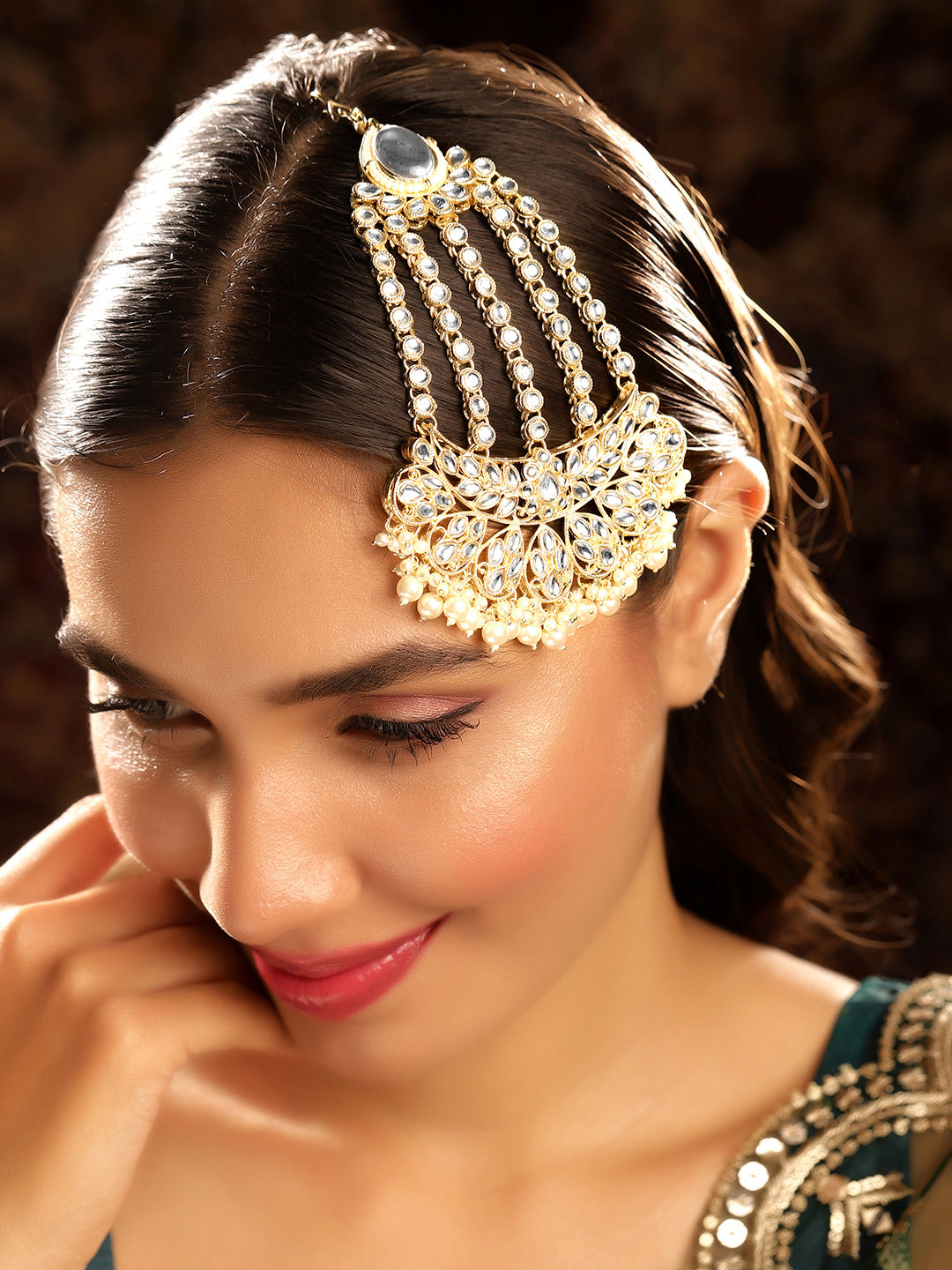Priyaasi Gold Plated Kundan Chandbali Passa