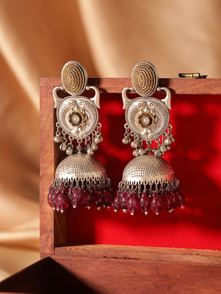 Priyaasi Silver Plated Oxidized Drop Earrings