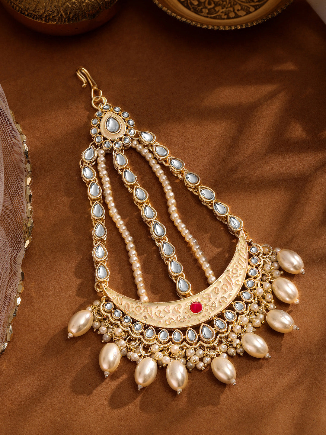 Priyaasi Gold Plated Kundan Chandbali Passa