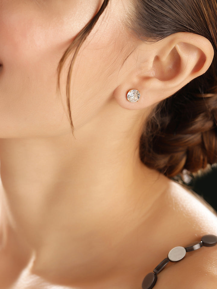 Priyaasi Silver Plated Crystal Stud Earrings