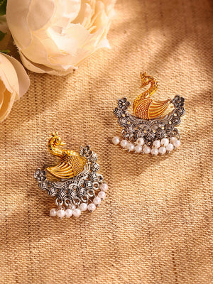 Priyaasi Silver Plated Oxidized Stud Earrings