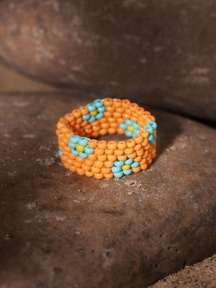 Priyaasi Orange Beaded Ring