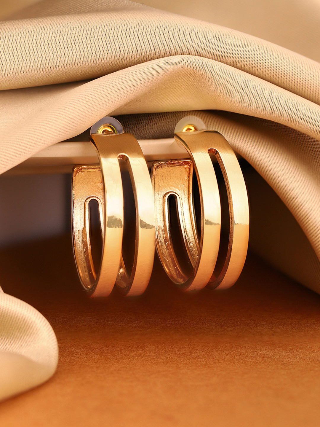 Priyaasi Gold Plated Brass-solid Hoops Earrings