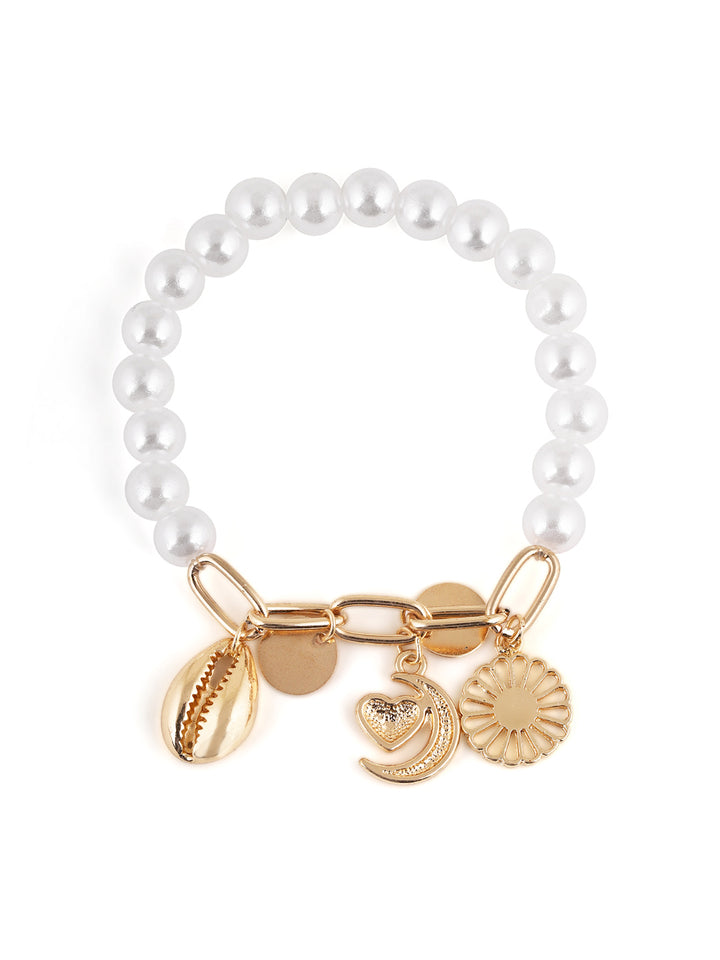 Priyaasi Gold Plated Pearl Contemporary Bracelet