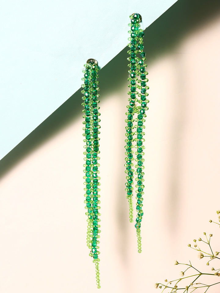 Priyaasi Green Beaded Dangle Earrings