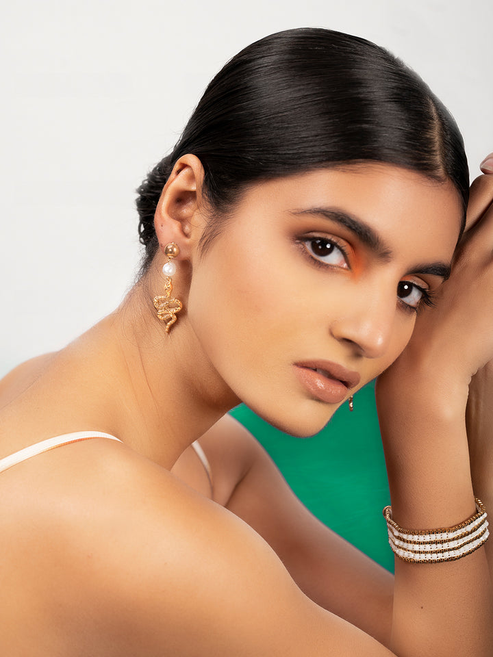 Priyaasi Gold Plated Brass-solid Pearls Earrings