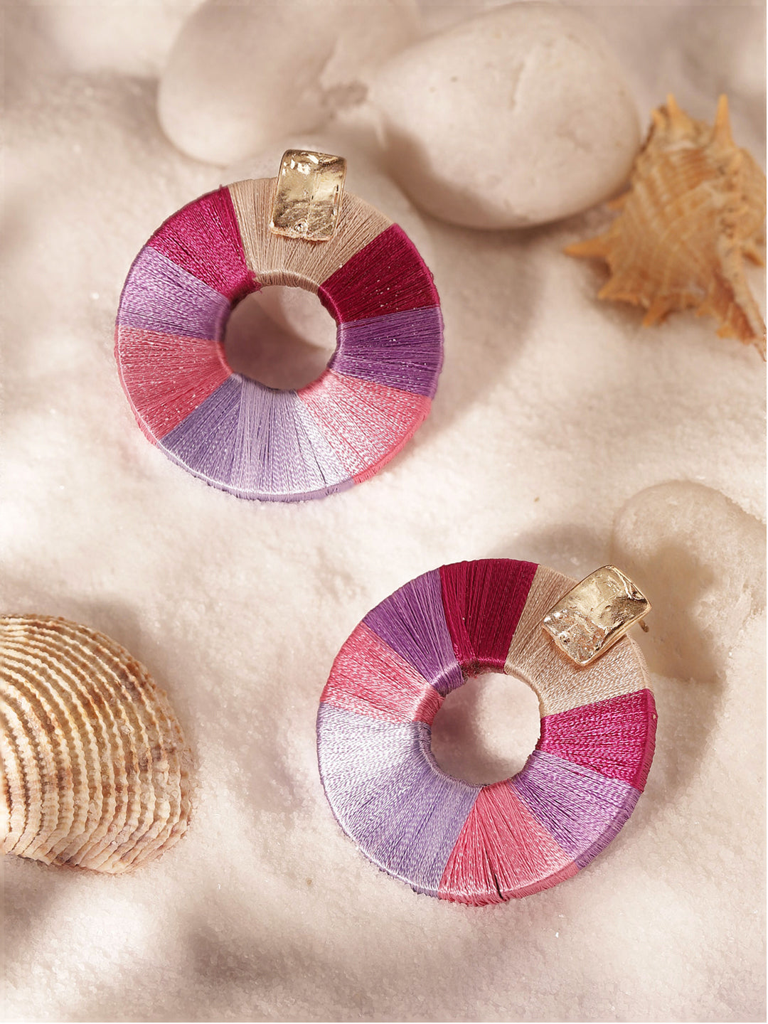 Priyaasi Pink Beaded Drop Earrings