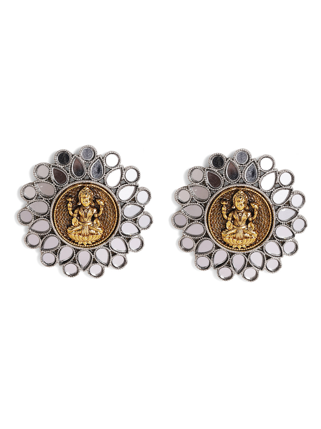 Priyaasi Silver Plated Temple Stud Earrings