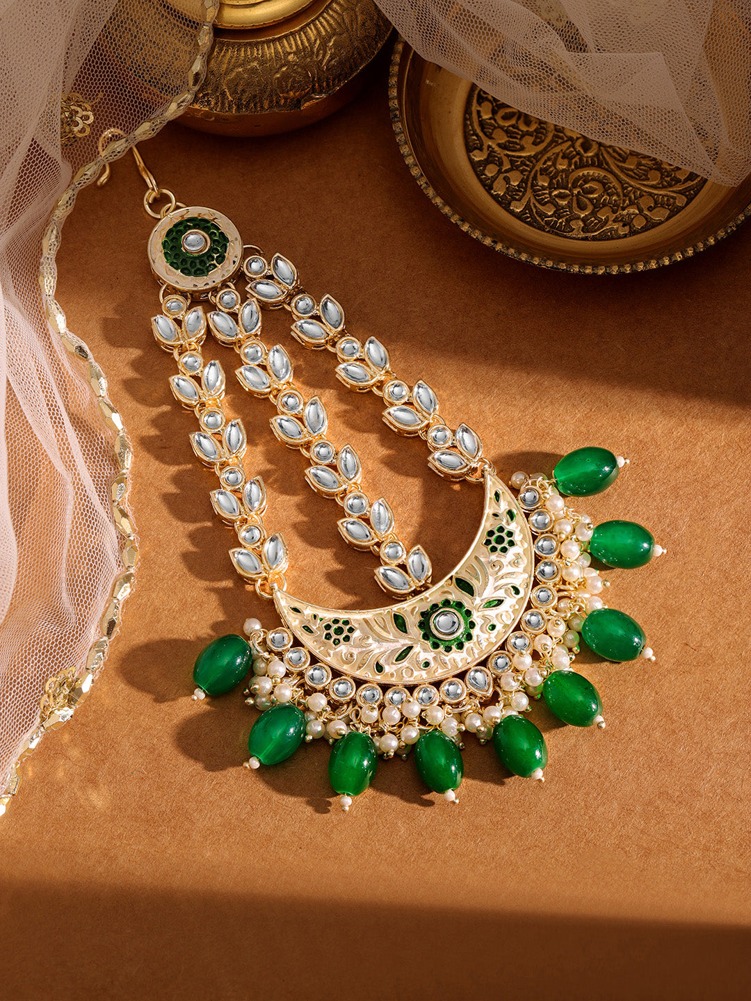 Priyaasi Gold Plated Kundan Chandbali Passa