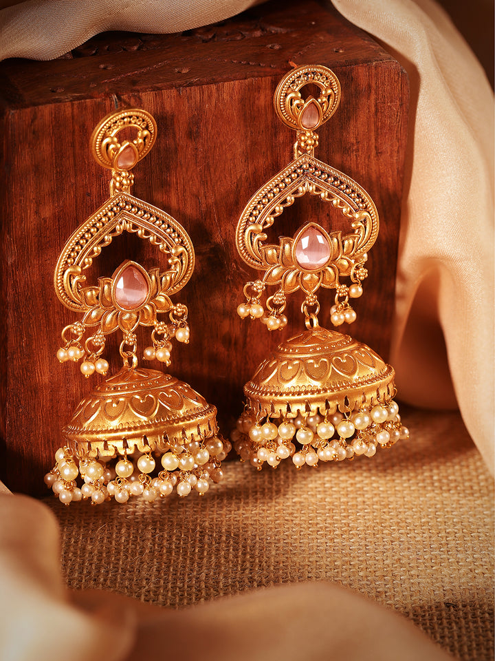 Priyaasi Gold Plated Temple Jhumka Earrings