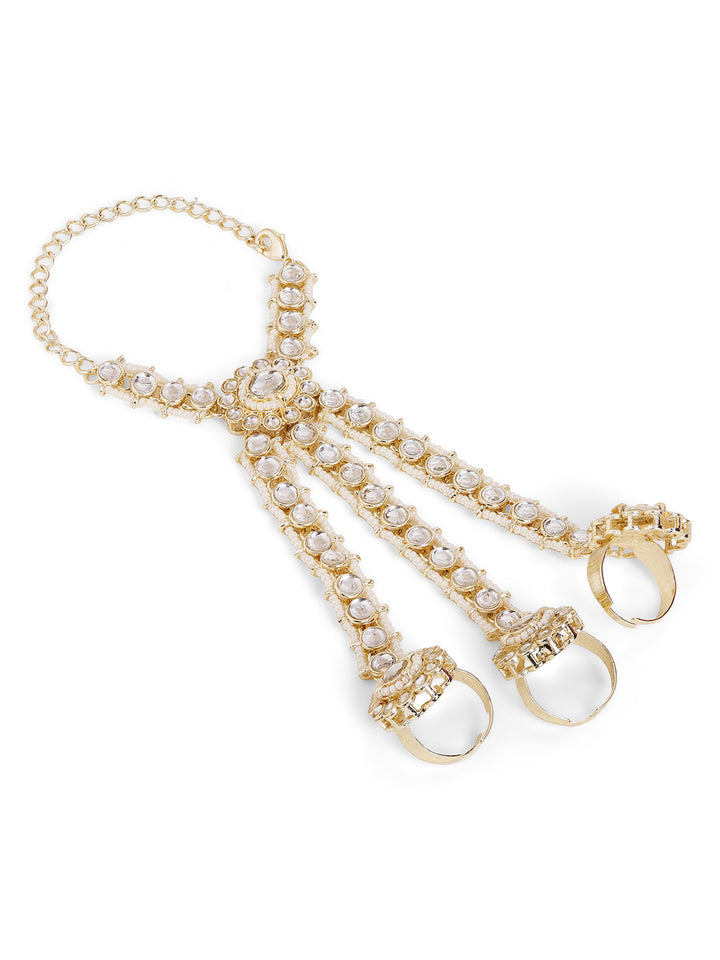 Priyaasi Gold Plated Kundan Hathphool