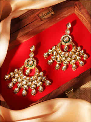 Priyaasi Gold Plated Kundan Chandbali Earrings