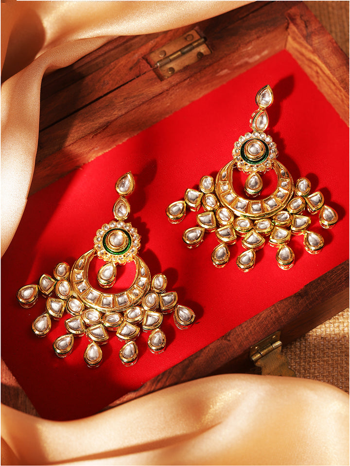 Priyaasi Gold Plated Kundan Chandbali Earrings