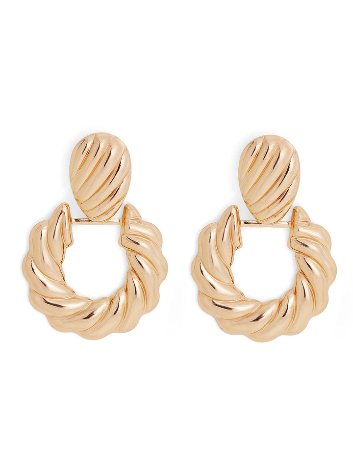 Priyaasi Gold Plated Brass Solid Drop Earrings