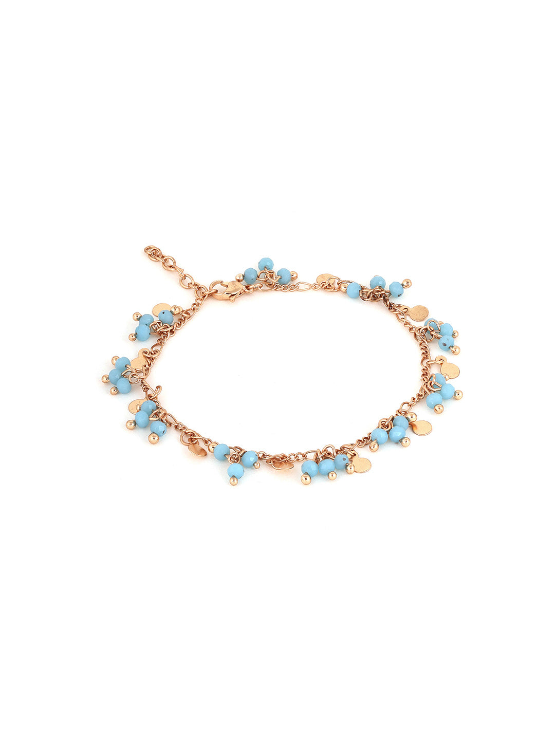 Priyaasi Gold Plated Blue Beads Contemporary Bracelet