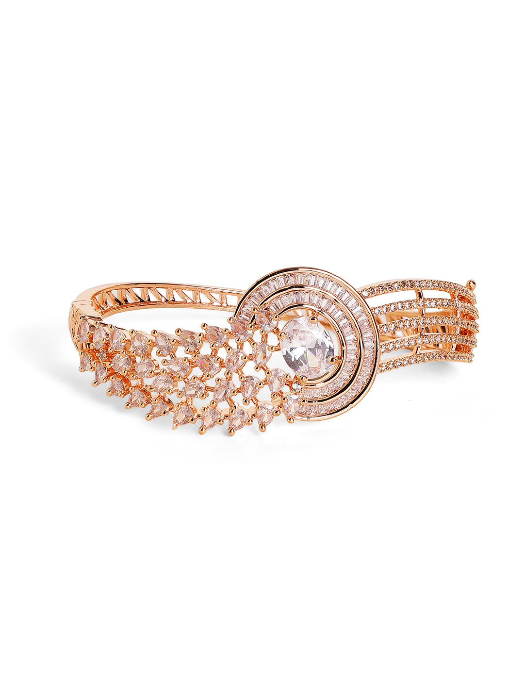 Priyaasi Rose Gold Plated American Diamond Crystal Bracelet
