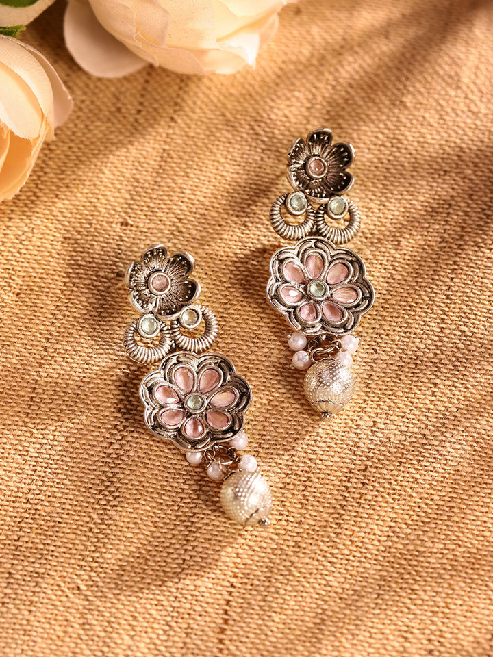 Priyaasi Silver Plated Oxidized Drop Earrings