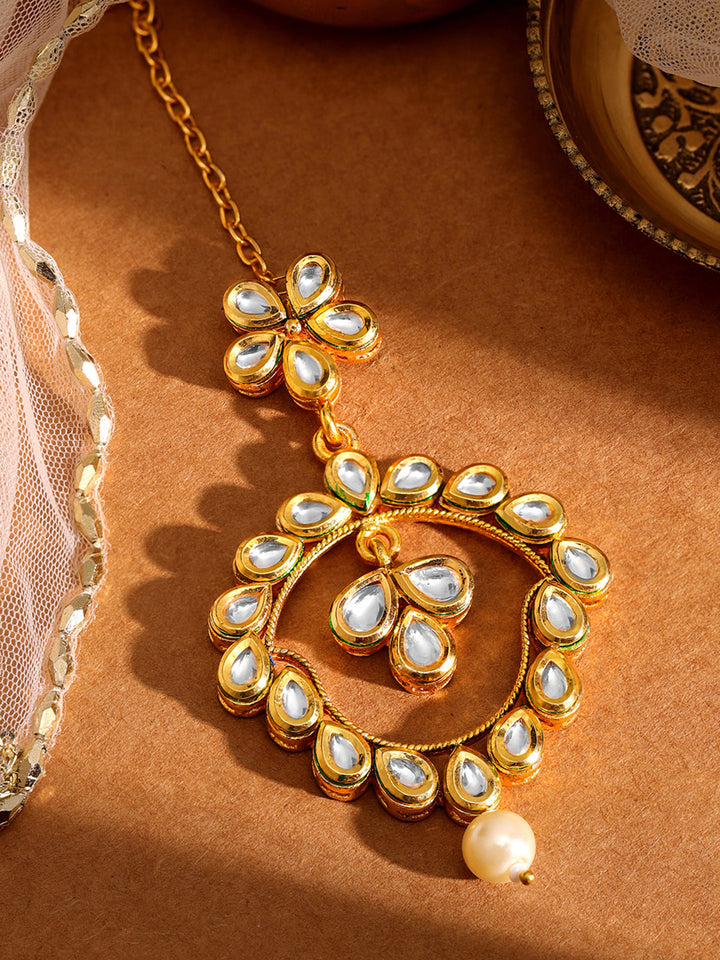 Priyaasi Gold Plated Kundan Chandbali Mangtika