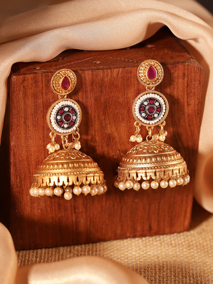 Priyaasi Gold Plated Kundan Jhumka Earrings