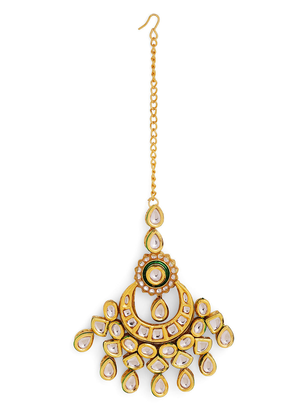 Priyaasi Gold Plated Kundan Chandbali Mangtika
