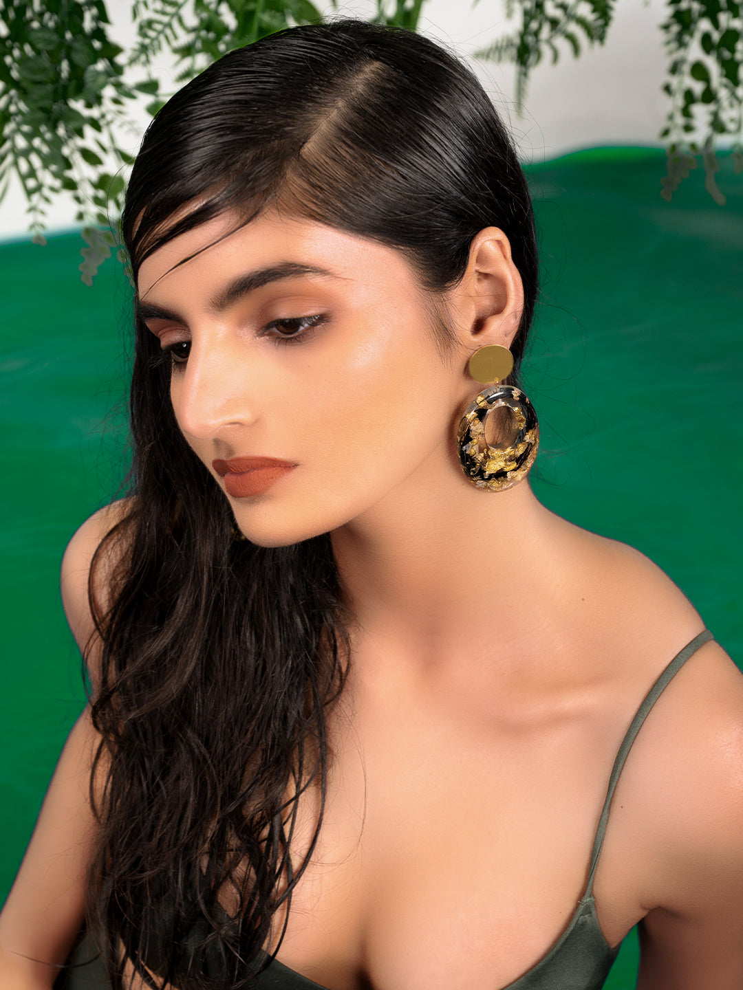 Priyaasi Gold Plated White Floral Drop Earrings