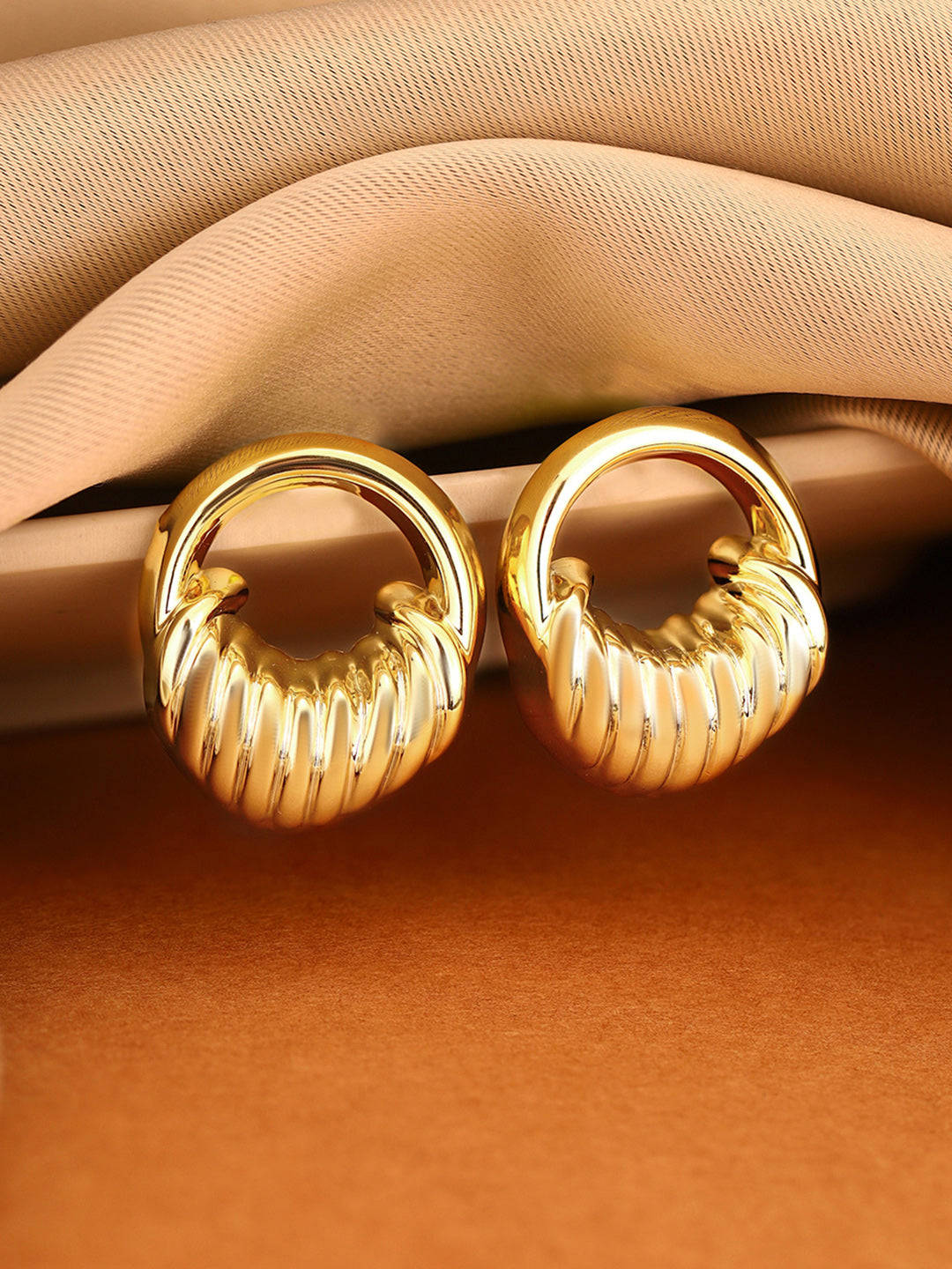 Priyaasi Gold Plated Brass Solid Stud Earrings