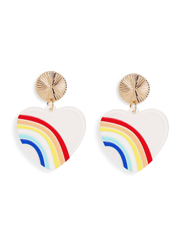Priyaasi Gold Plated Heart-Shaped Drop Earrings