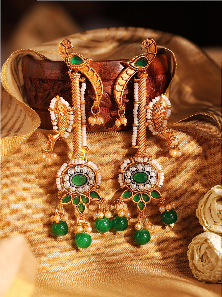 Priyaasi Gold Plated Kundan Dangle Earrings