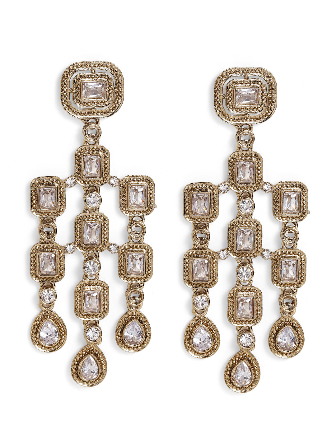 Priyaasi Gold Plated Kundan Dangle Earrings