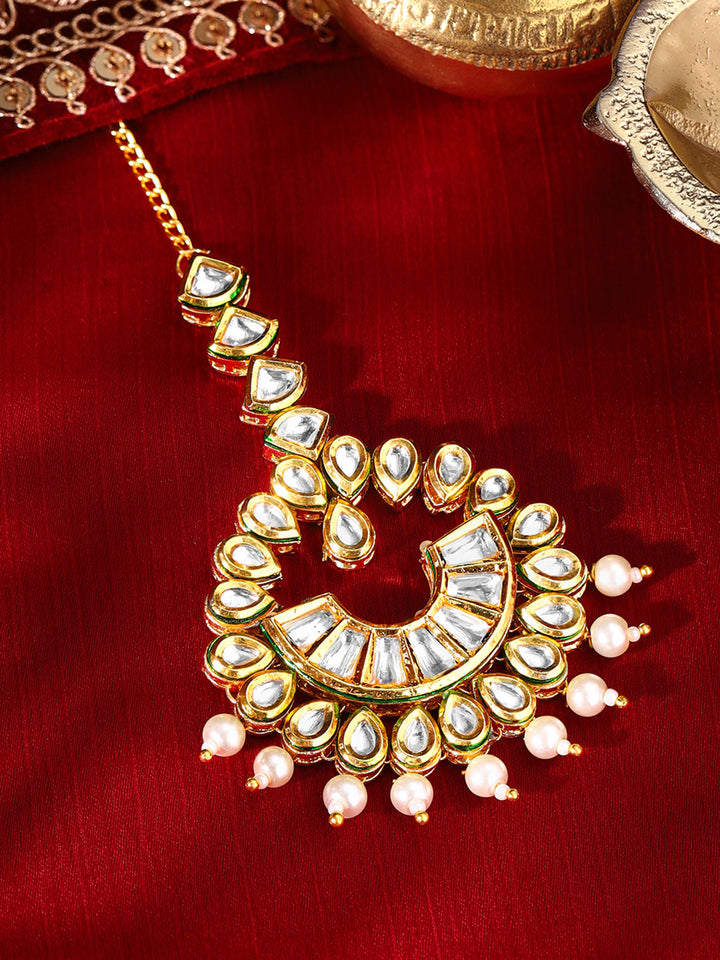 Priyaasi Gold Plated Kundan Chandbali Mangtika