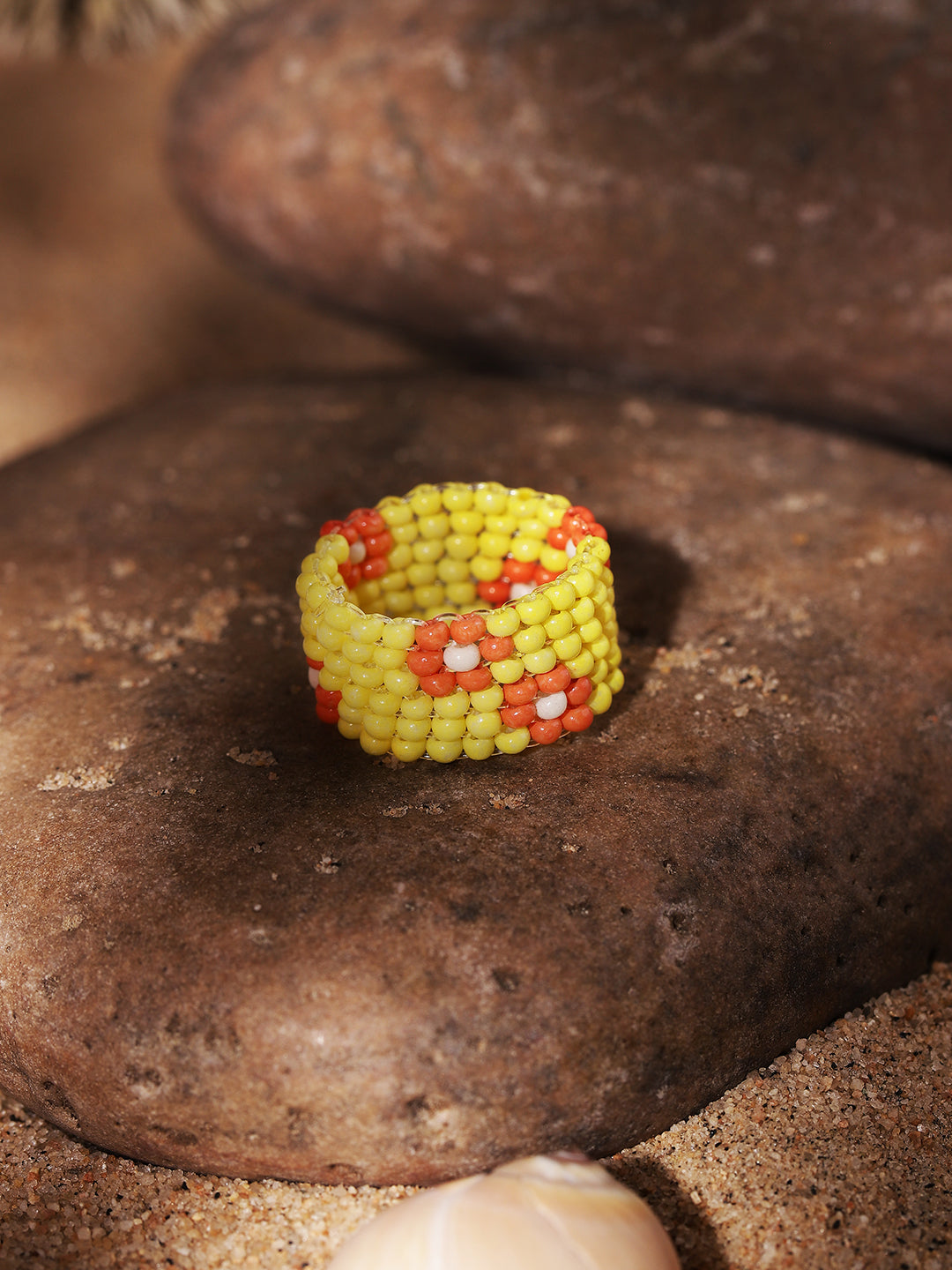 Priyaasi Yellow Beaded Ring