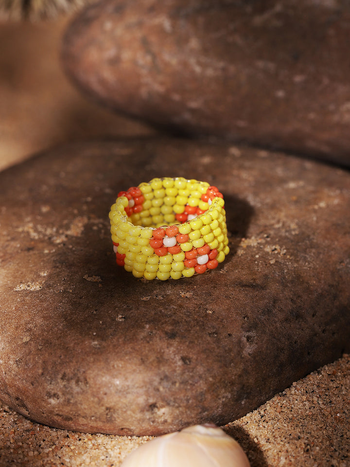 Priyaasi Yellow Beaded Ring