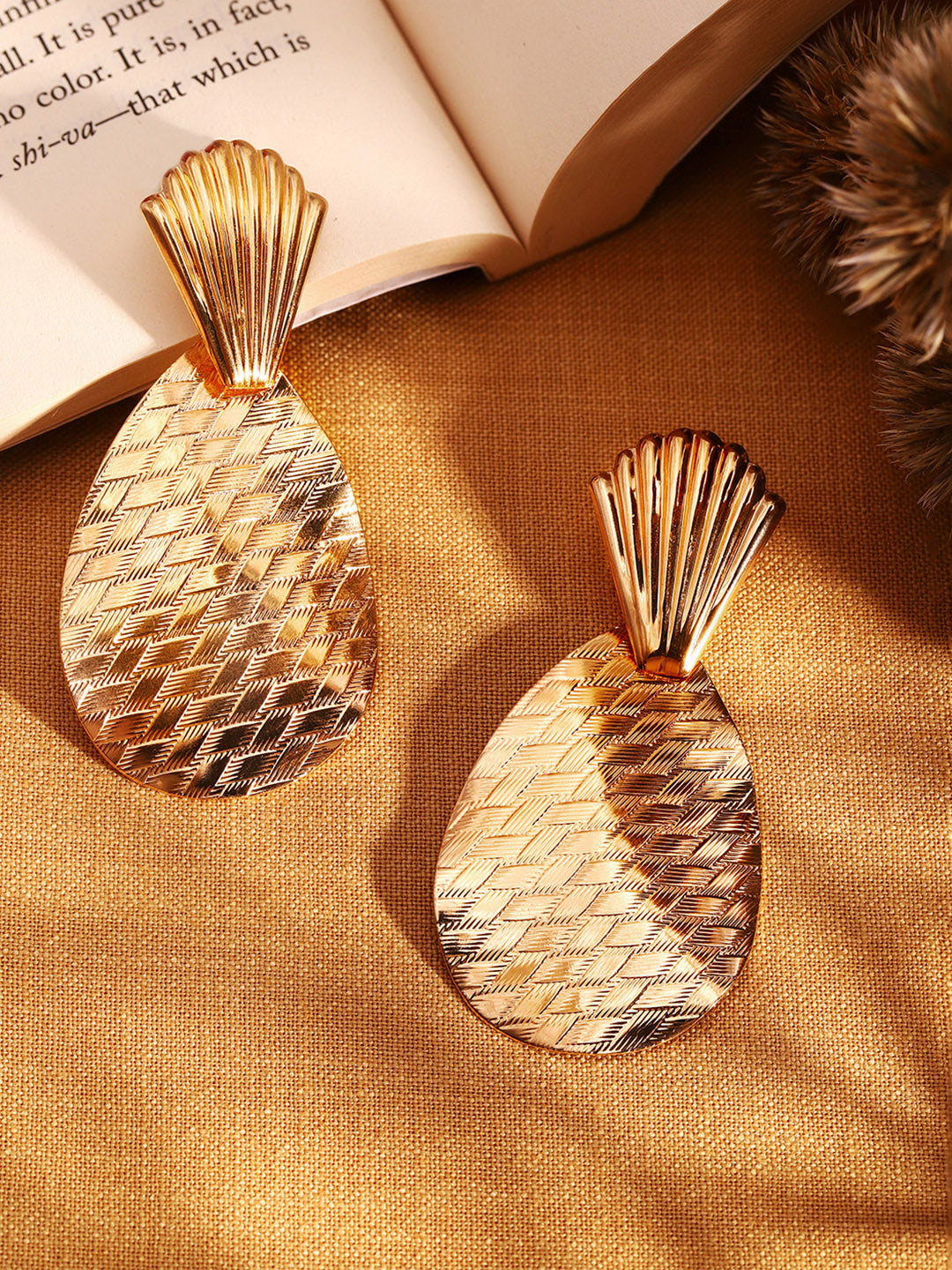 Priyaasi Gold Plated Brass Solid Drop Earrings