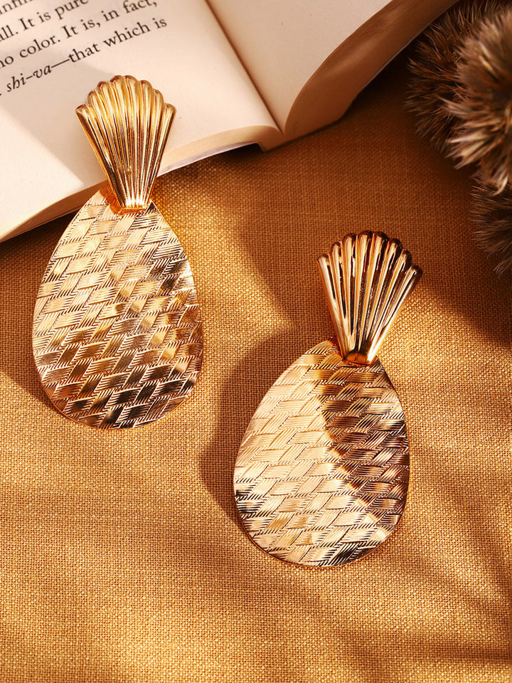 Priyaasi Gold Plated Brass Solid Drop Earrings