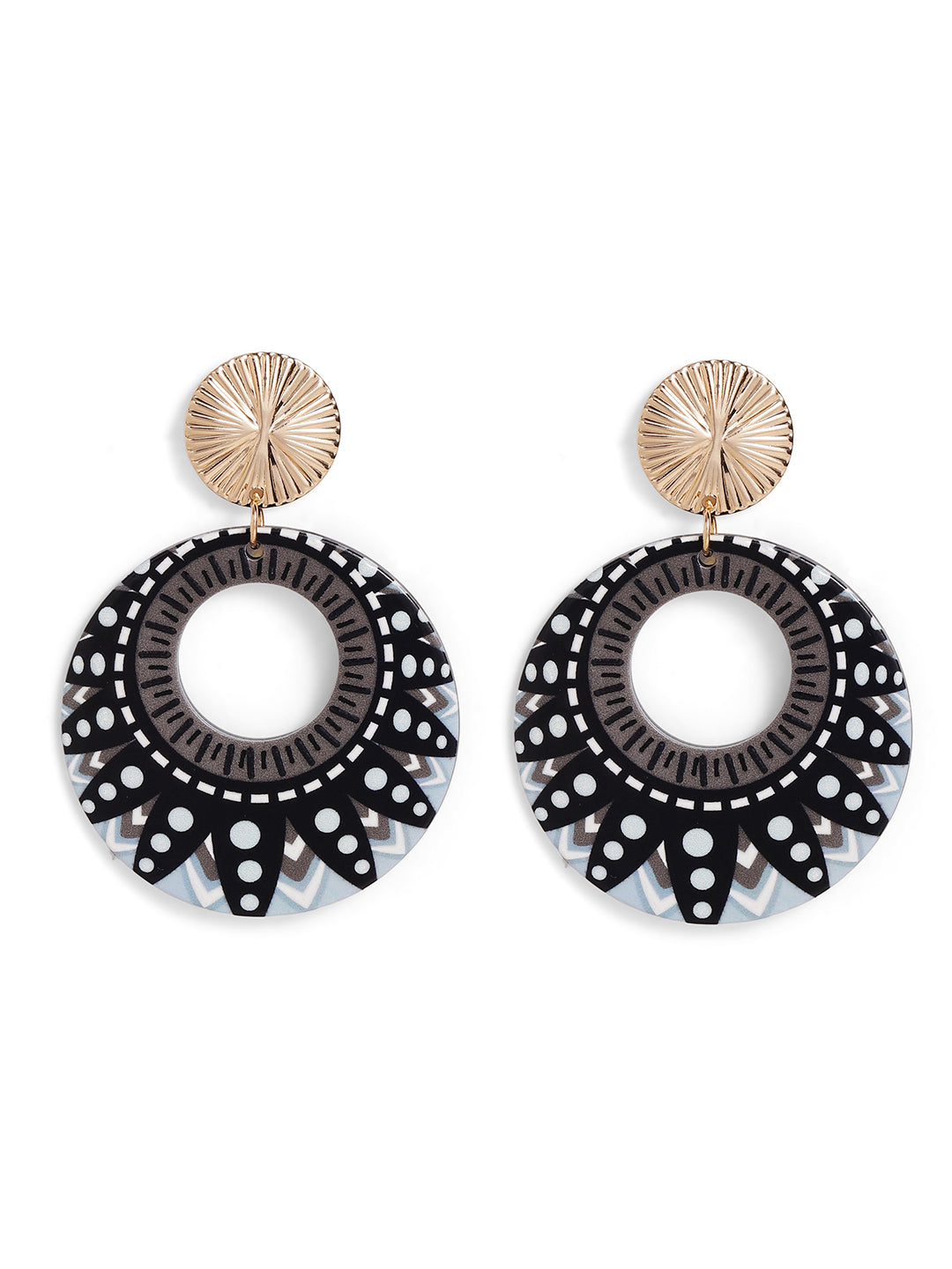 Priyaasi Black Floral Drop Earrings
