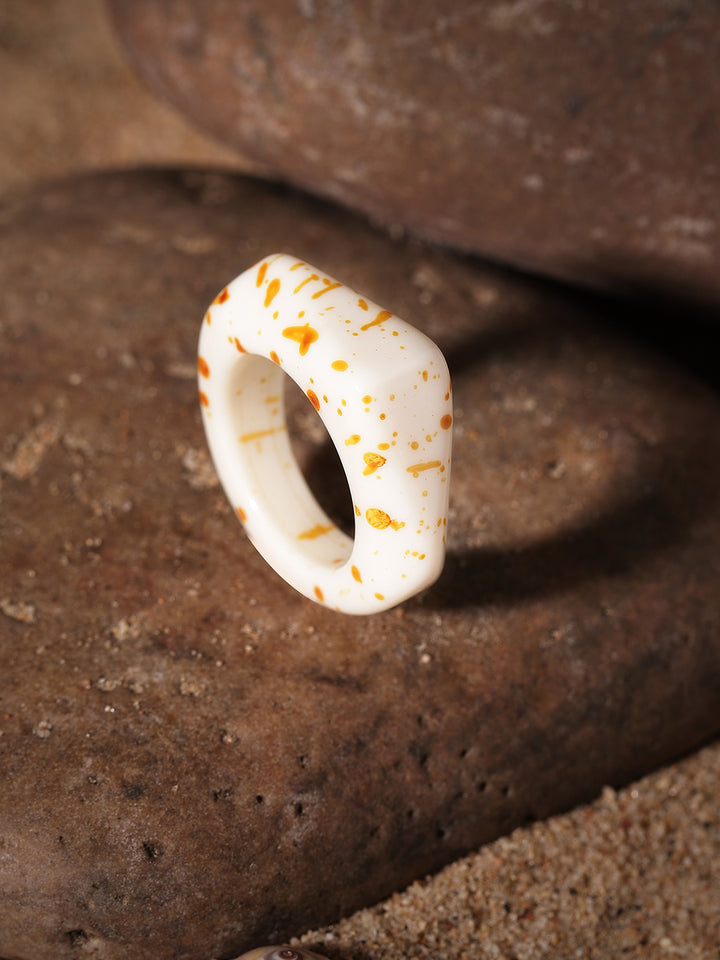 Priyaasi Gold Plated White Floral Ring